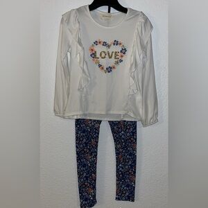 Floral Love 2 Piece Set - White and Blue Size 8